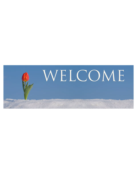 Custom Welcome Banner Tulip in Snow - Custom Welcome Banners - PraiseBanners
