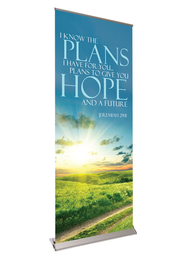 Retractable Banner with Stand Words of Hope I Know the Plans - Year Round Banners - PraiseBanners