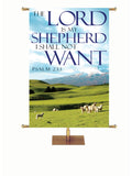 The Lord is My Shepherd Green Pastures with sheep Words of Hope Banner