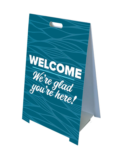 Woven Design Welcome Fold-A-Frame™ Sign in Blue