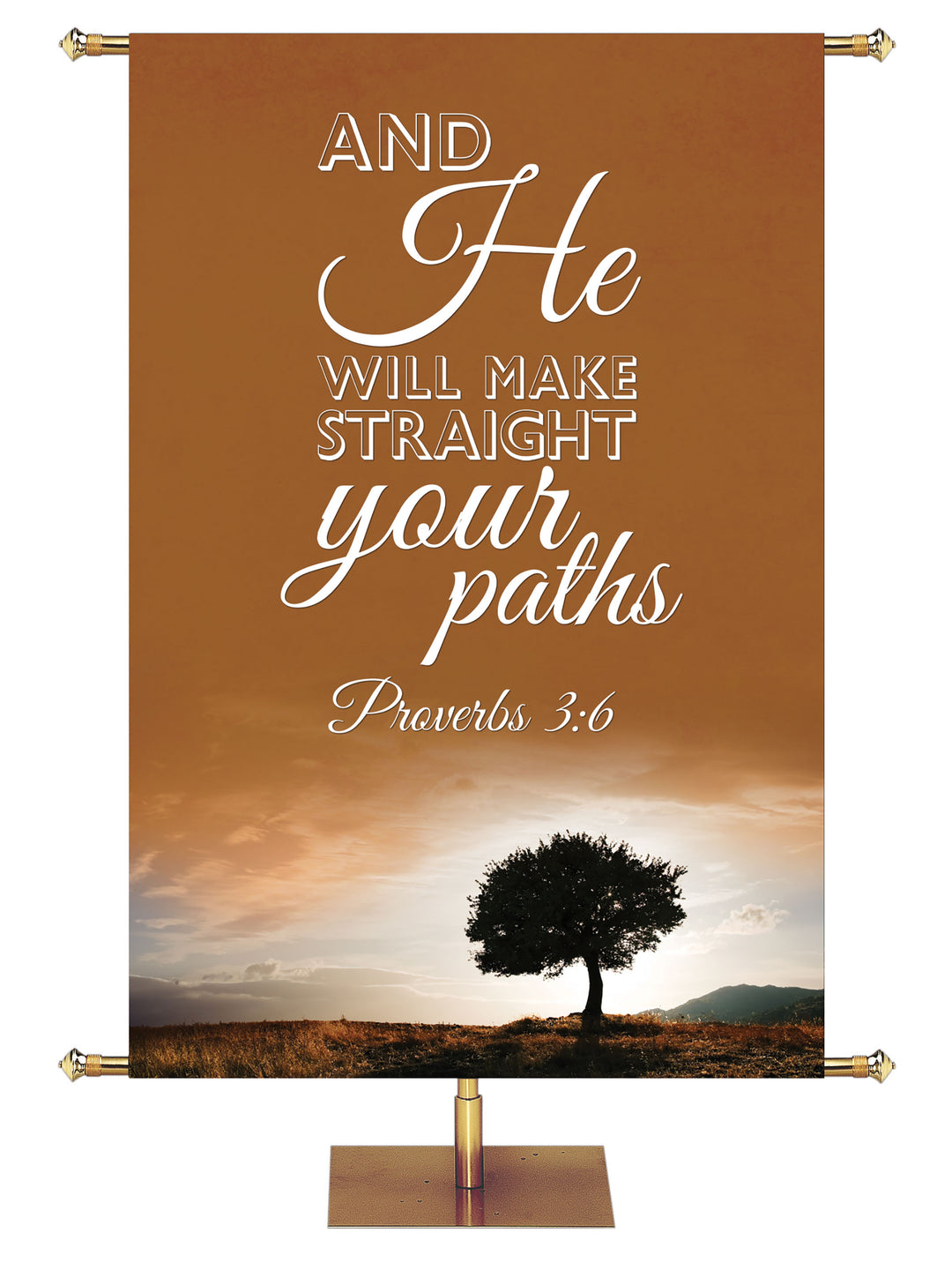 Straight Paths Banner Words of Wisdom Proverbs 3:6 in Blue, Green, Purple, Red, Sienna, Teal