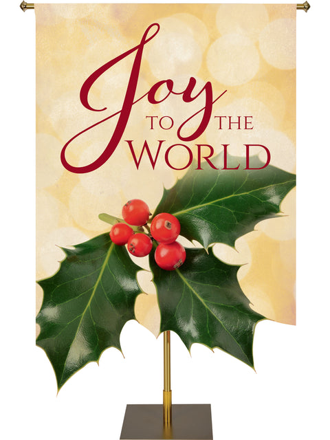 Contours Christmas Banner Joy to the World with Sculpted Holly Leaf