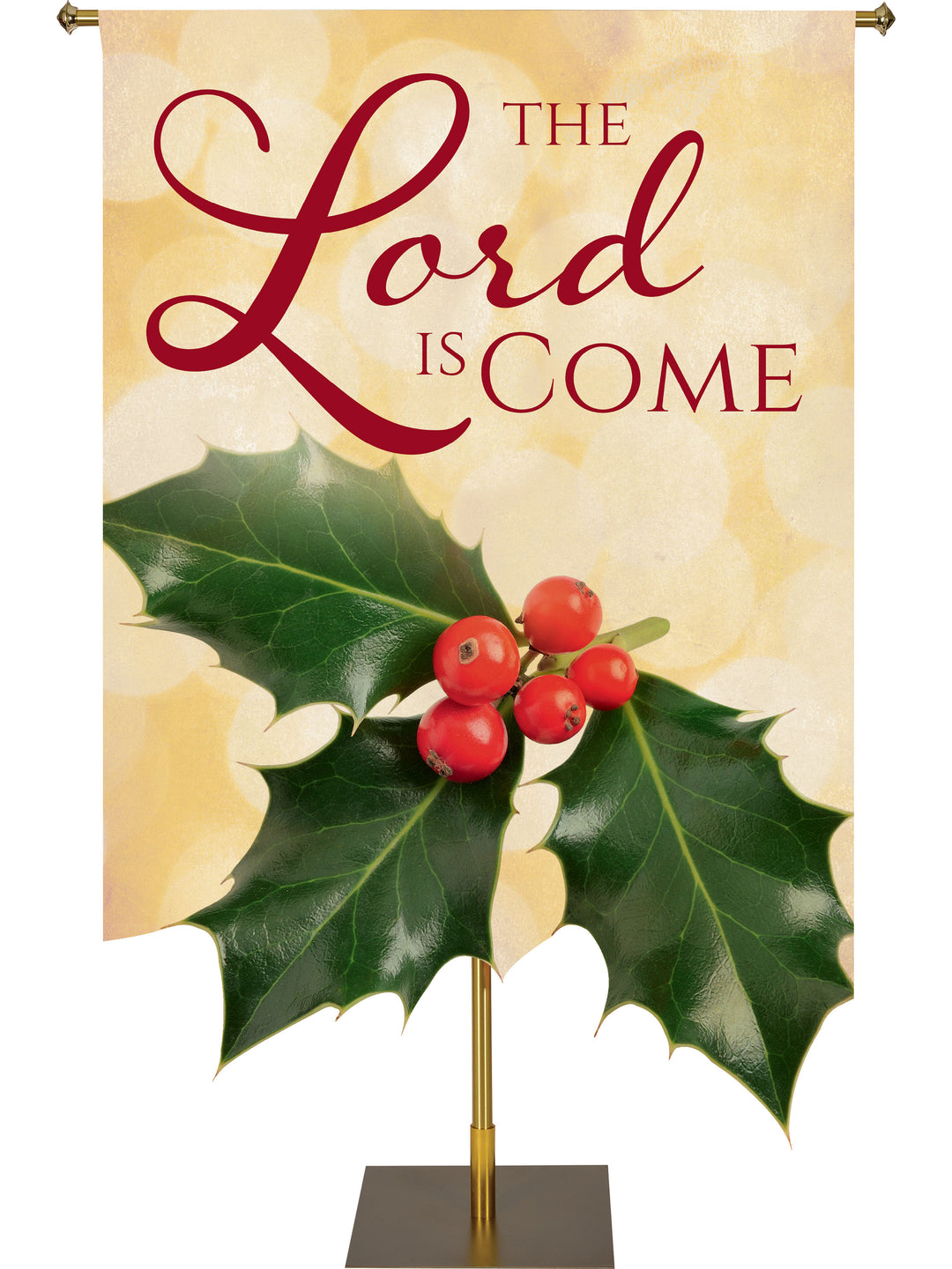 Contours Christmas Banner The Lord Is Come with Sculpted Holly Leaf