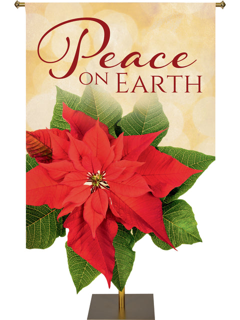 Contours Christmas Banner Peace on Earth with Sculpted Poinsettia