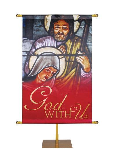 Stained Glass Christmas God With Us - Christmas Banners - PraiseBanners