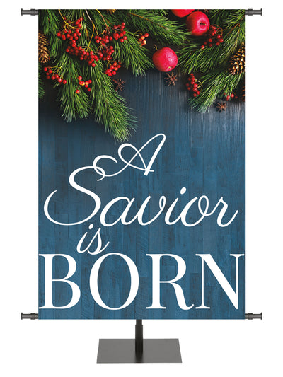 The Heart of Christmas A Savior Is Born, Holly Berries and Branches Left