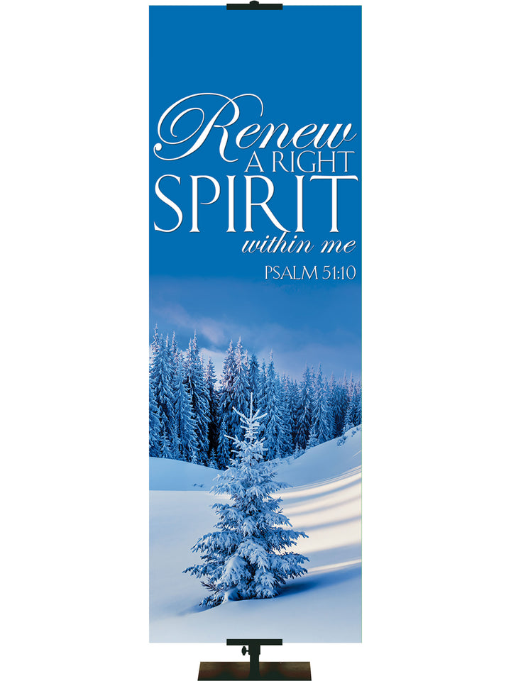 Portraits of Sacred Winter Renew A Right Spirit A - Christmas Banners - PraiseBanners
