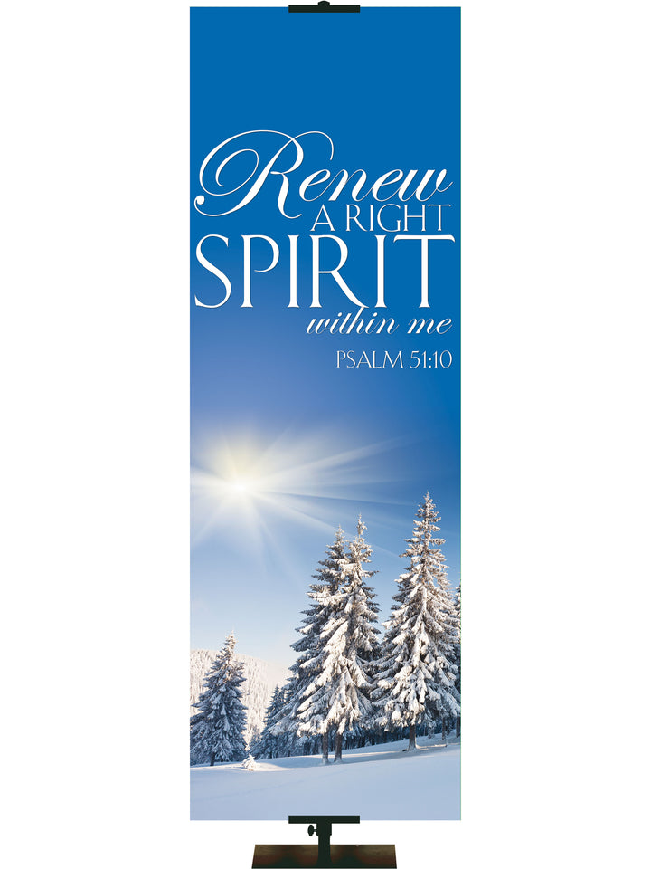 Portraits of Sacred Winter Renew A Right Spirit D - Christmas Banners - PraiseBanners