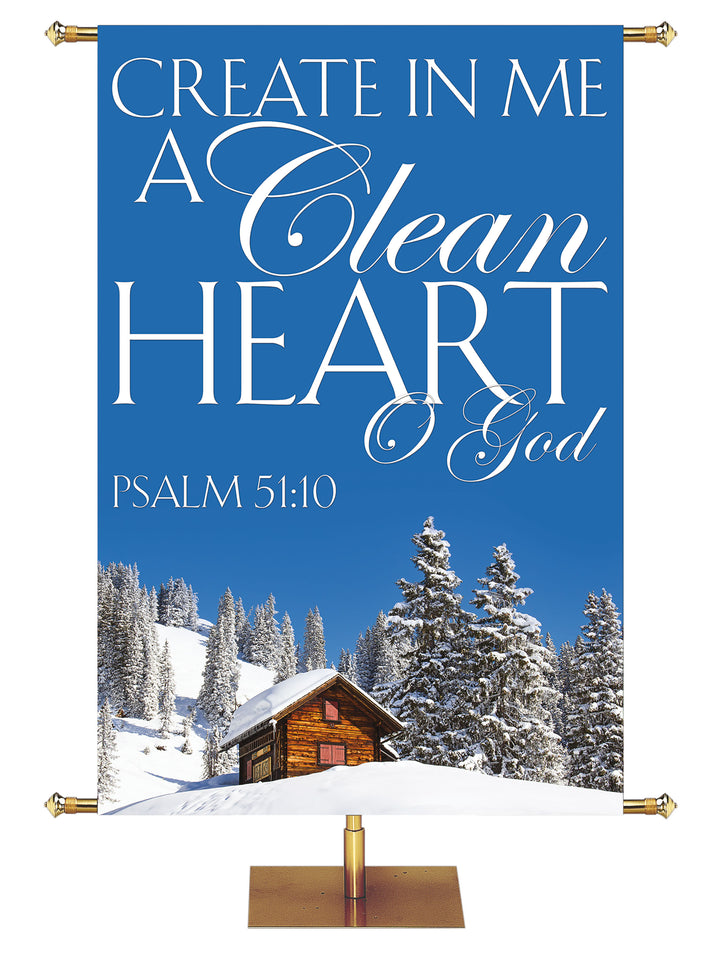 Portraits of Sacred Winter Create In Me a Clean Heart H - Christmas Banners - PraiseBanners