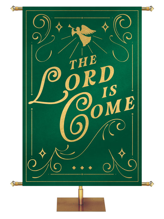 The Lord is Come Shimmering Christmas Church Banner