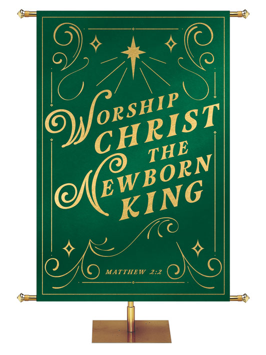 Worship Christ the Newborn King Shimmering Christmas Church Banner