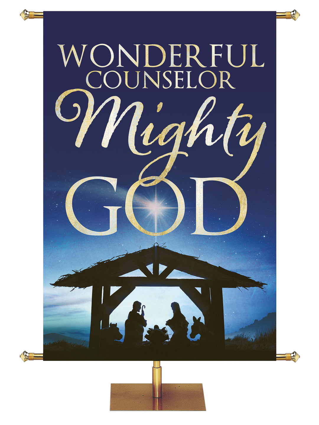 Silent Night Silhouettes Mighty God - Christmas Banners - PraiseBanners