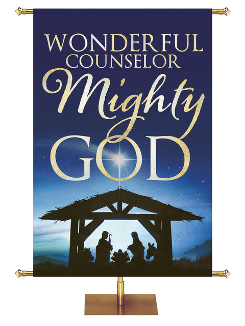 Silent Night Silhouettes Mighty God - Christmas Banners - PraiseBanners